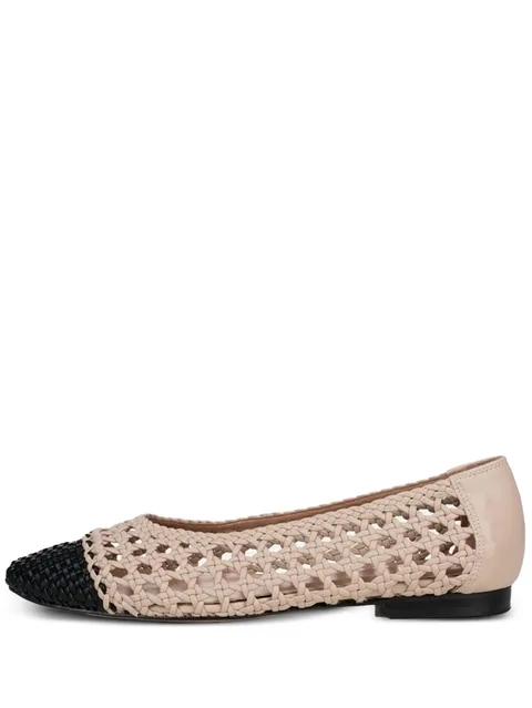 Reine woven cap-toe flat pumps