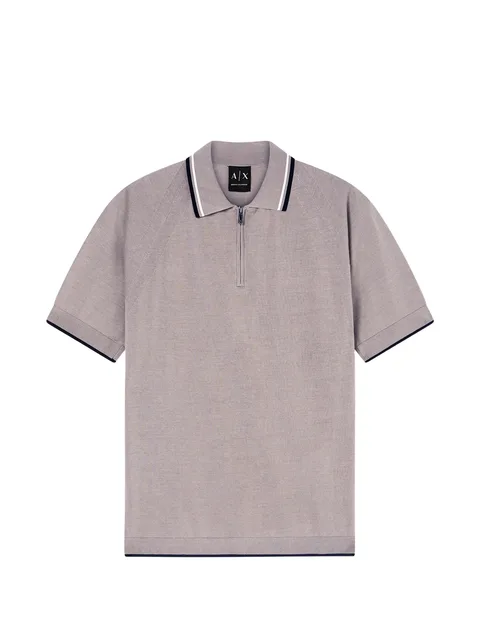 zip-fastening knit polo shirt