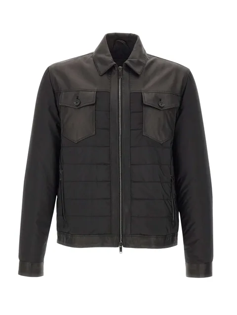 Massenzio leather-panelled quilted jacket
