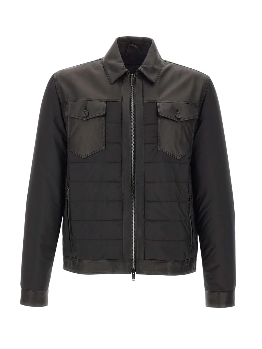 Massenzio leather-panelled quilted jacket 1