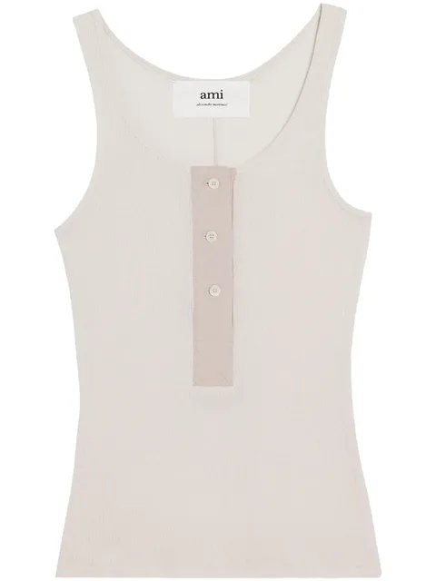 button-front cotton-rib tank top