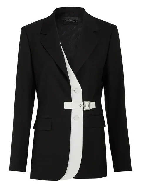 belted contrast lapel blazer