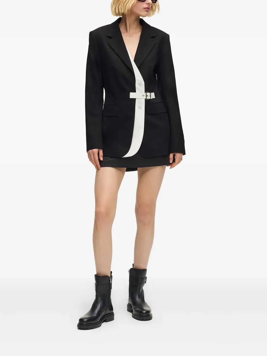 belted contrast lapel blazer 3