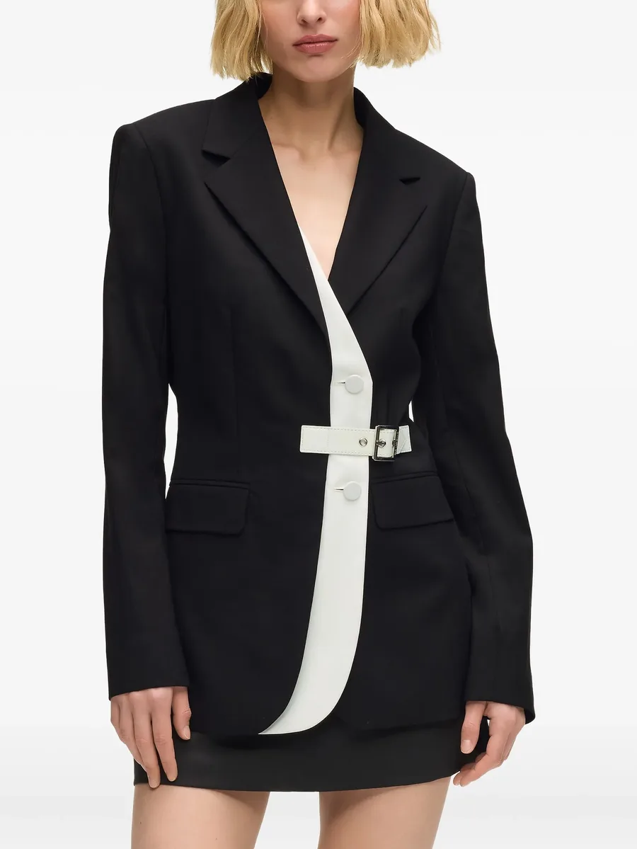 belted contrast lapel blazer 6