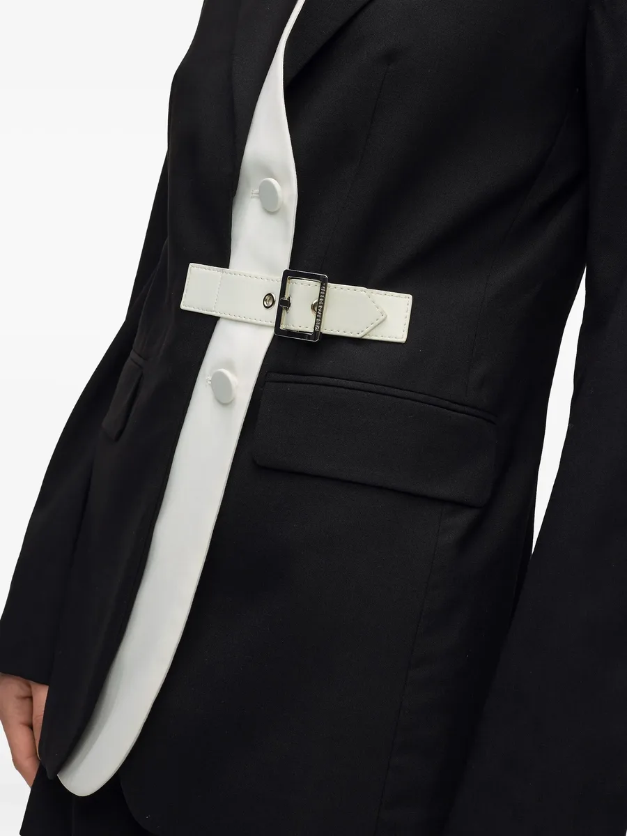 belted contrast lapel blazer 10