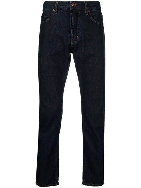mid-rise straight-leg jeans