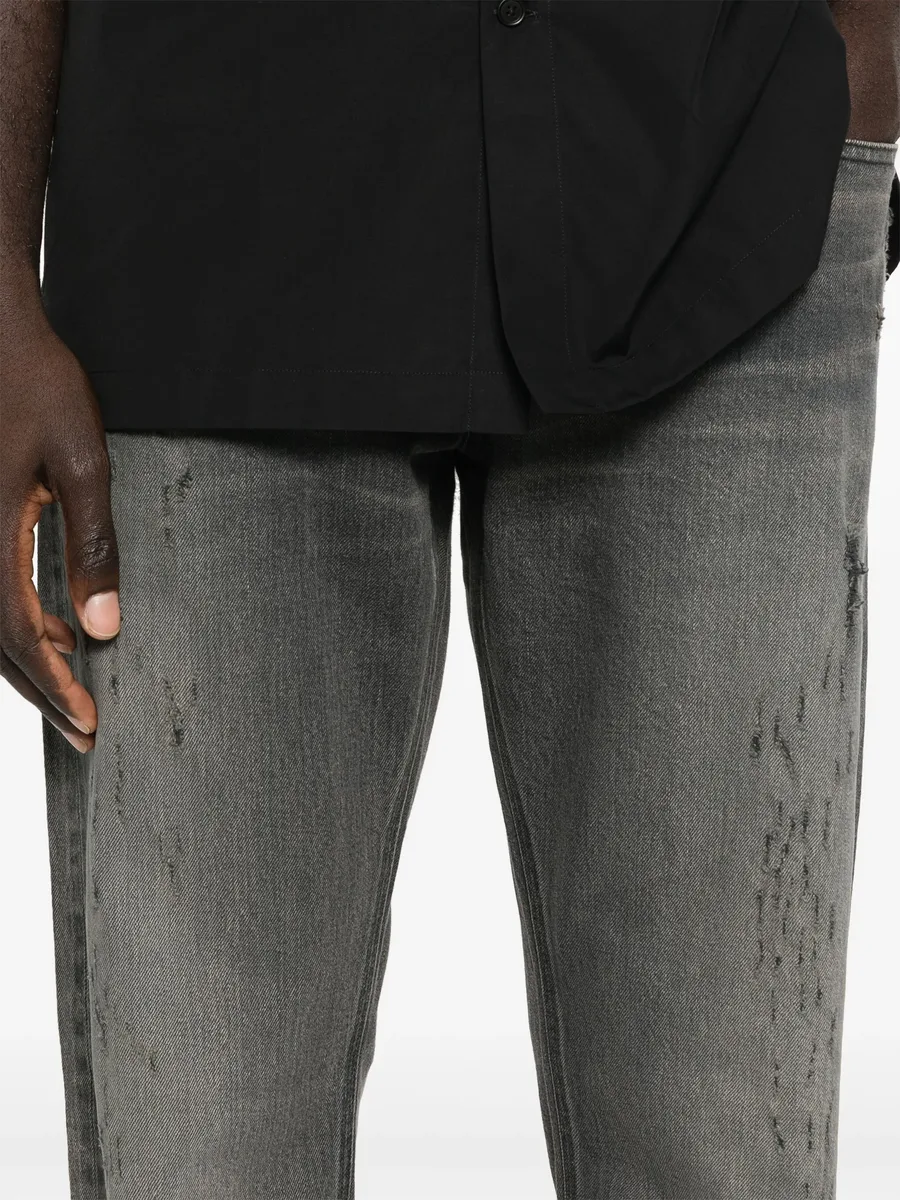 logo-plaque distressed straight jeans 9