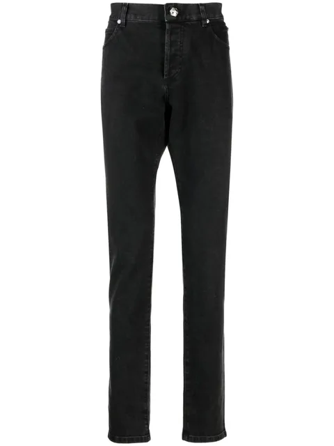 mid-rise straight-leg jeans