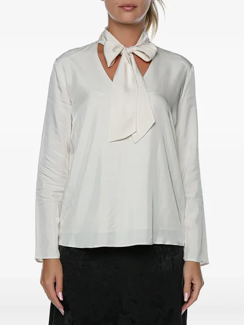 pussy-bow long-sleeve blouse