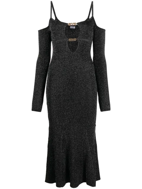 logo cut-out midi dress