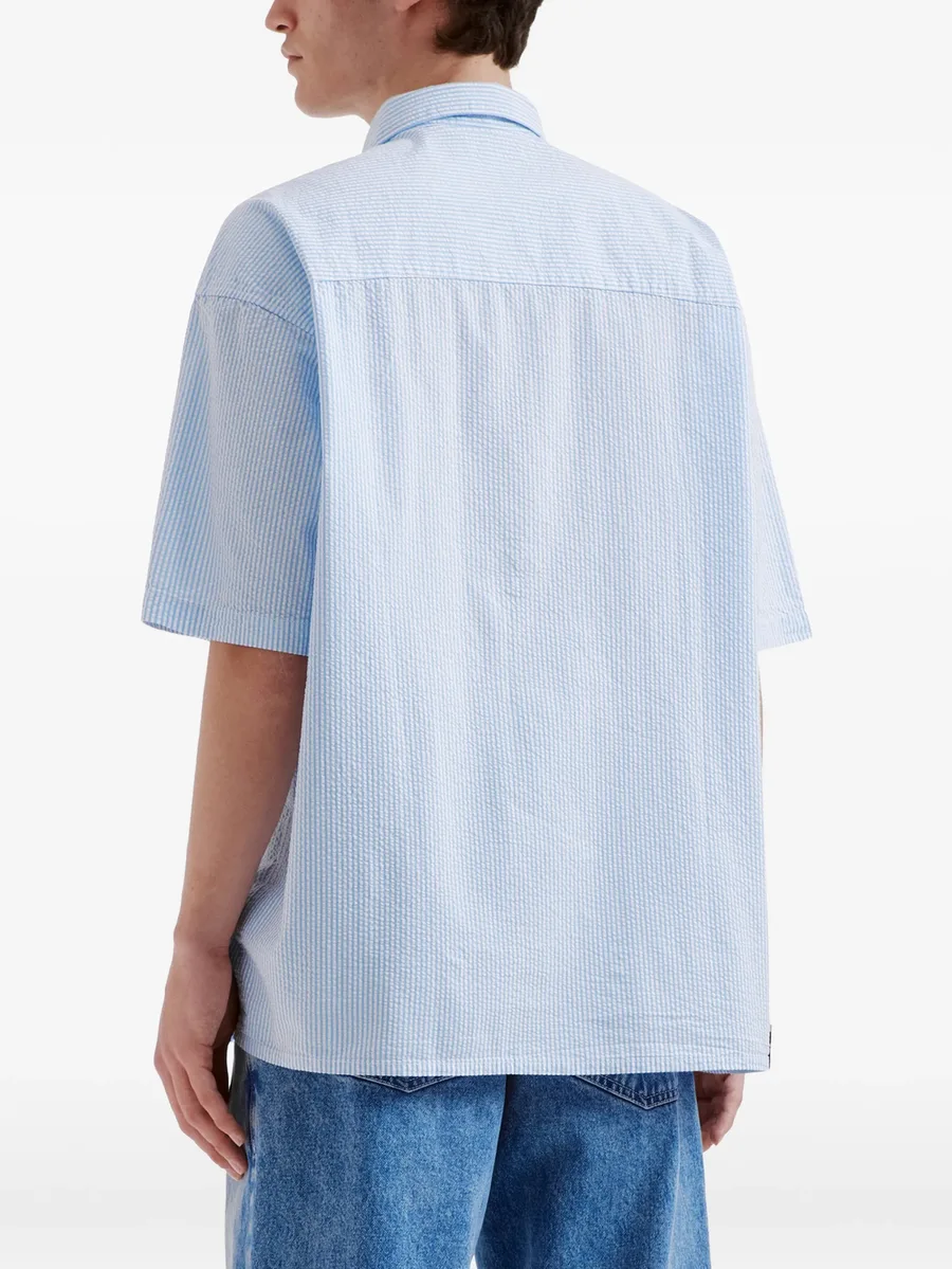 striped-pattern logo-appliqué shirt 8