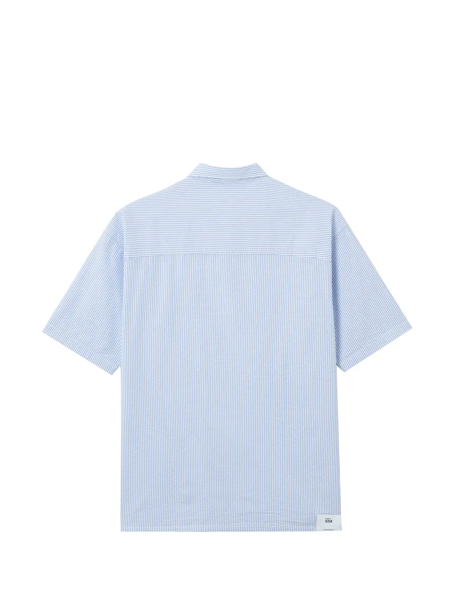 striped-pattern logo-appliqué shirt 11