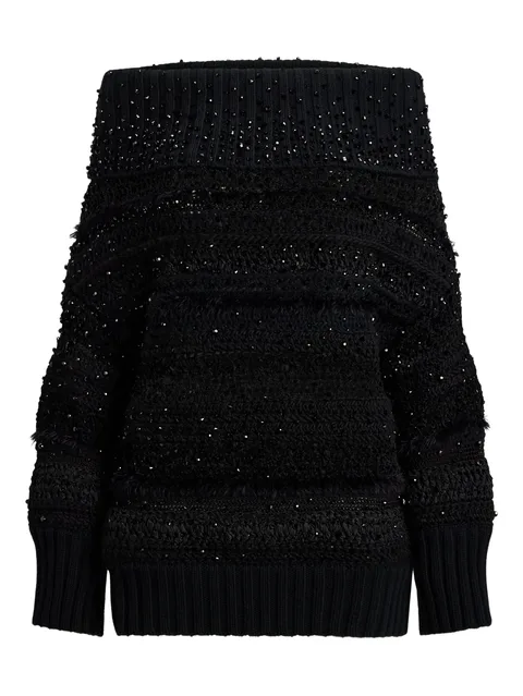embellished off-shoulder sweater