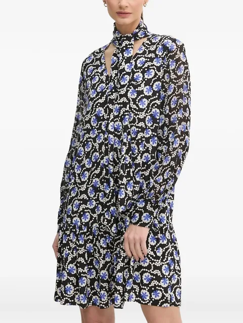 tie-neck floral-print dress