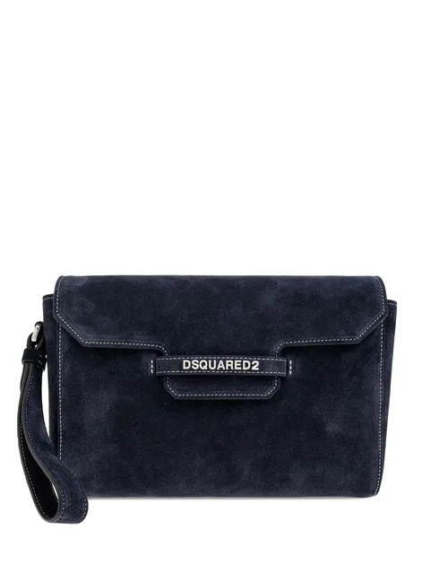 Twin suede clutch bag