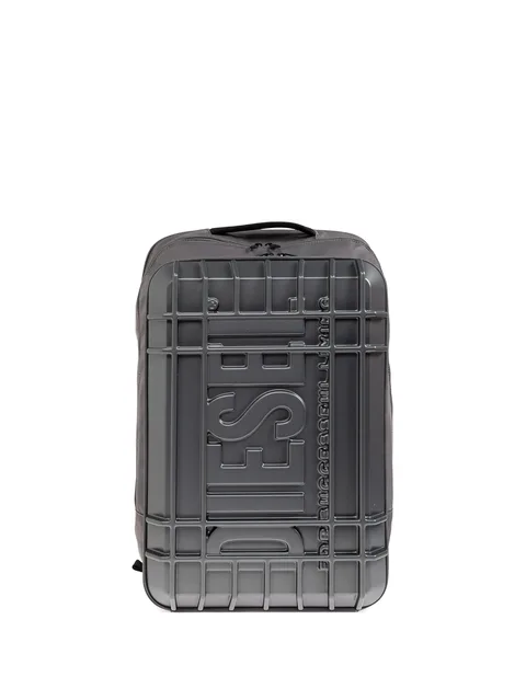 embossed logo hard-shell backpack