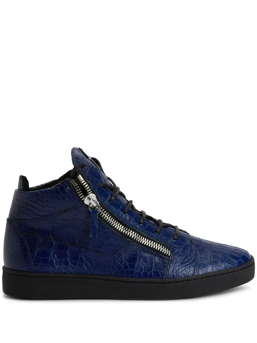Kriss crocodile-effect mid-top sneakers 2