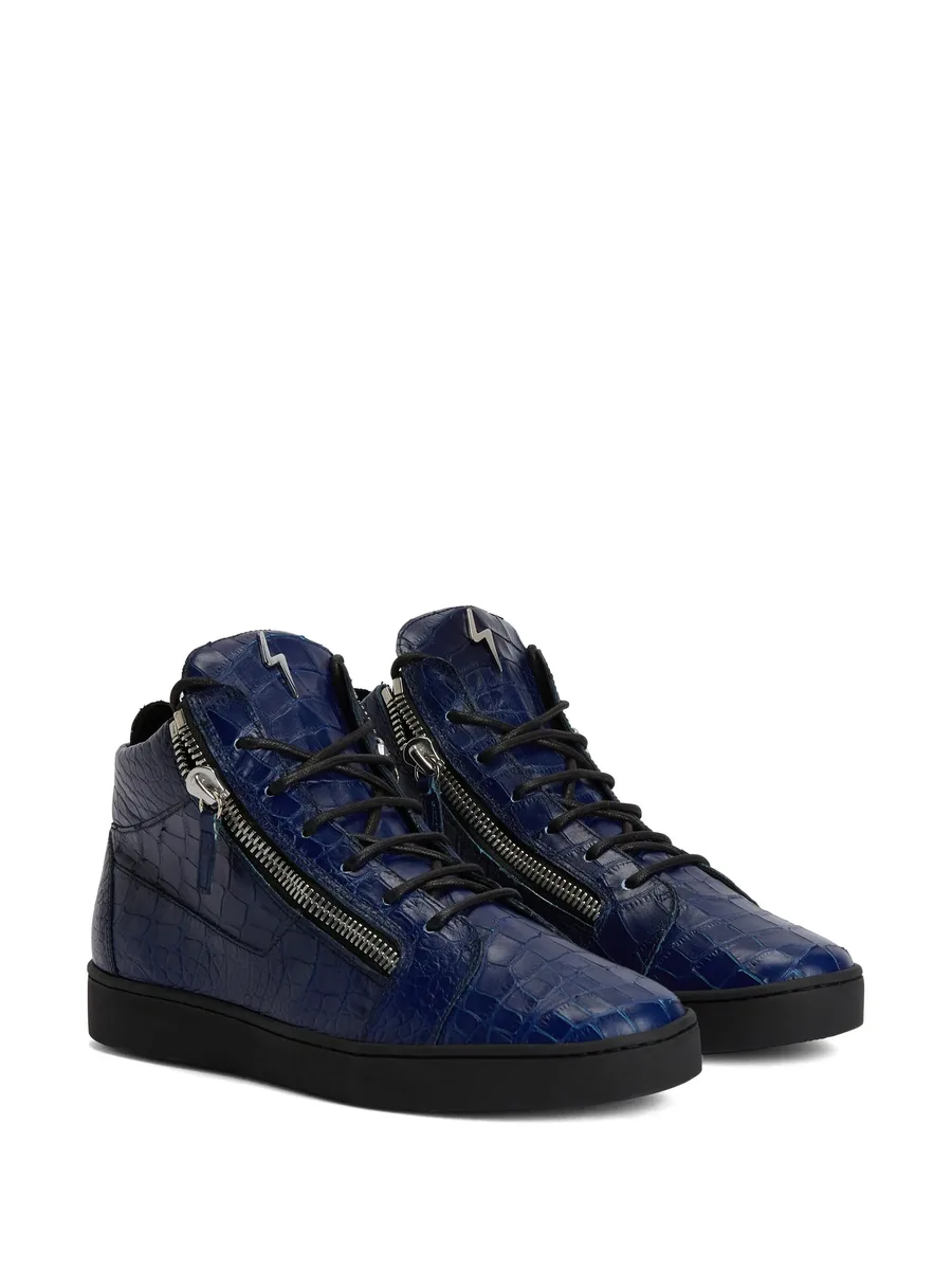 Kriss crocodile-effect mid-top sneakers 3