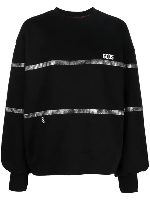 crystal-embellished striped sweatshirt
