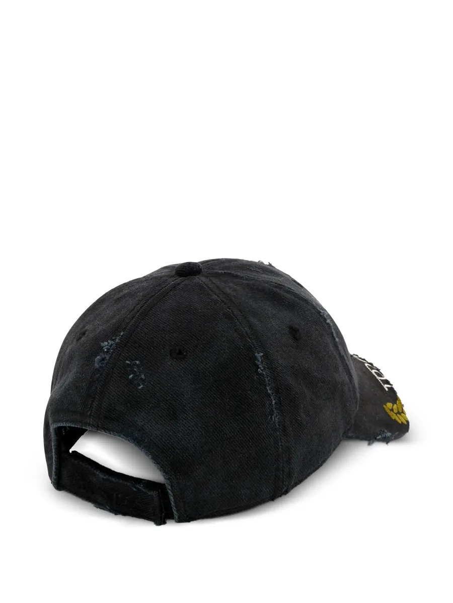 distressed crest-embroidered cap 2