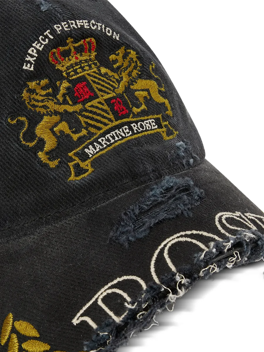 distressed crest-embroidered cap 3