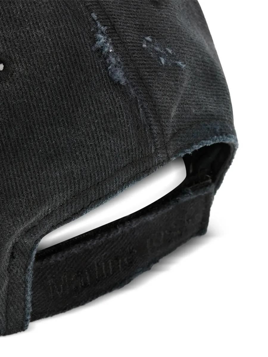distressed crest-embroidered cap 4