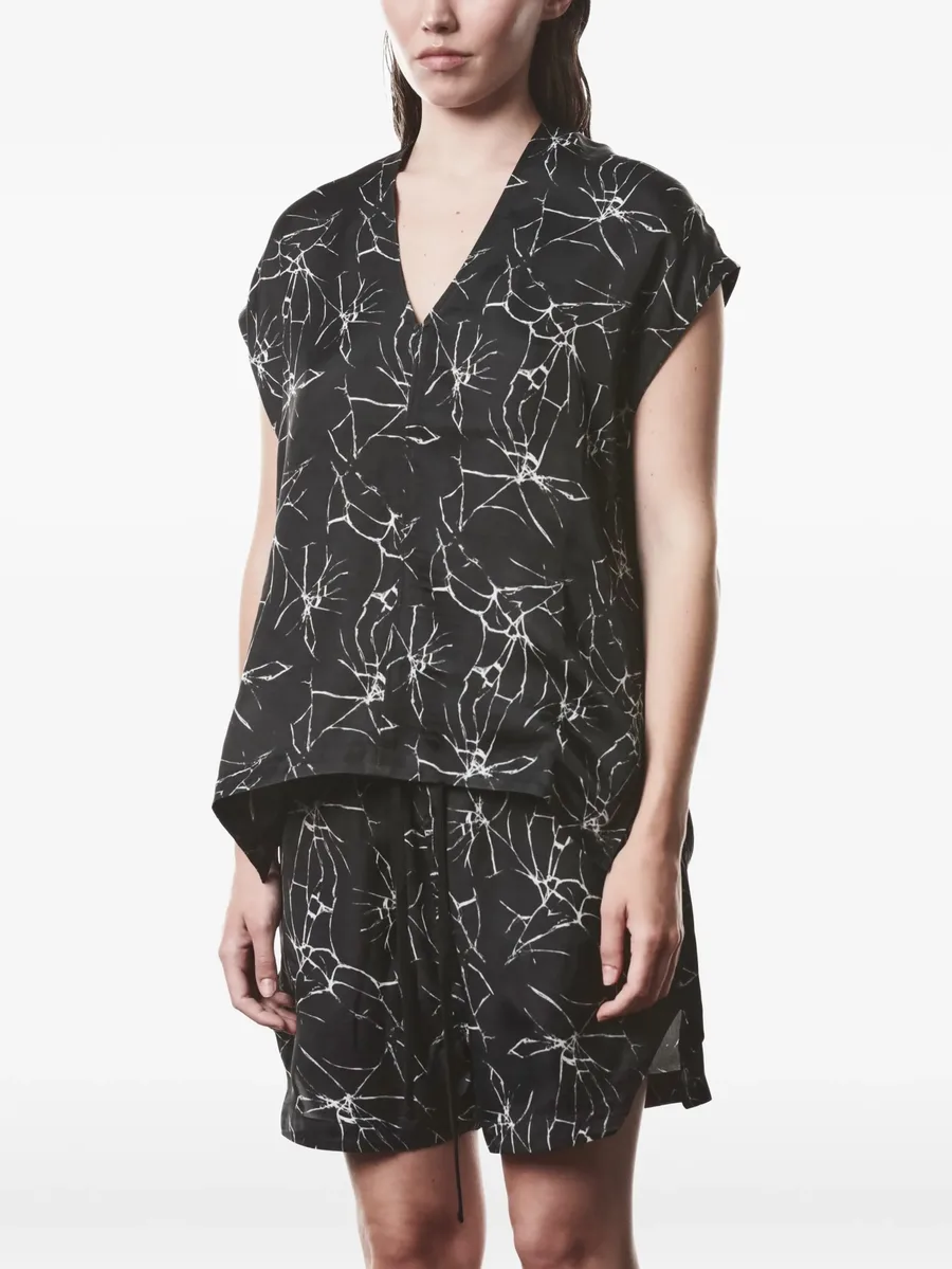 V-neck marble-print blouse 1
