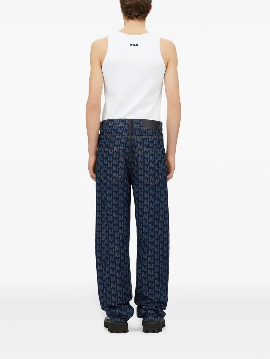 monogram-print cotton jeans 8