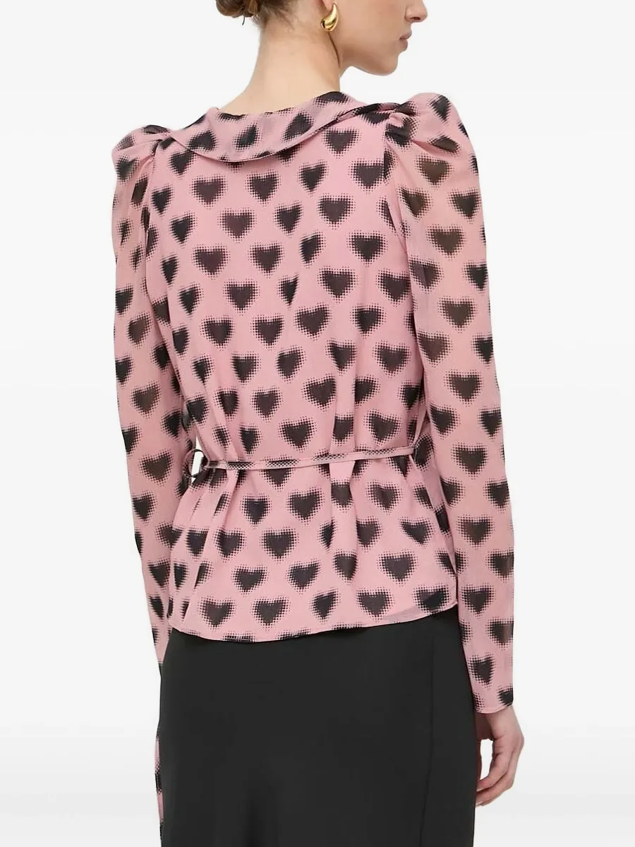 heart-print ruffled blouse 3