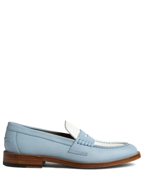 two-tone leather loafers