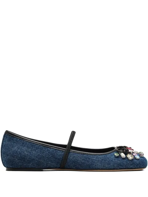 балетки The Gem Denim с кристаллами