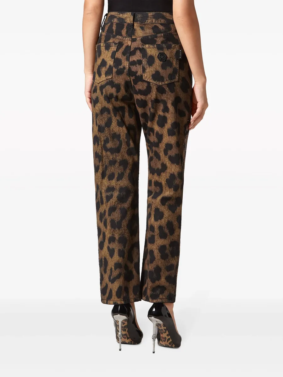 crystal-embellished leopard jeans 6