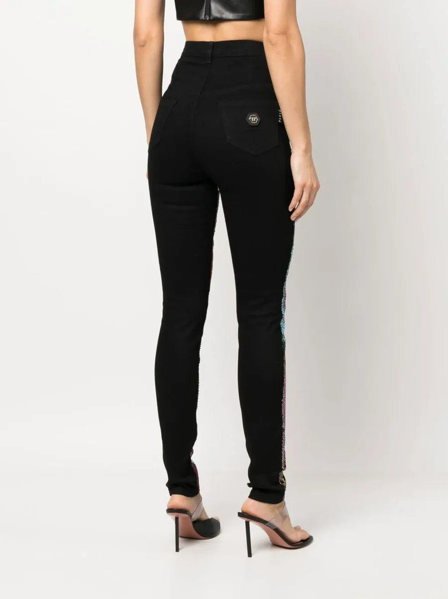 Rainbow patchwork denim jeggings 8