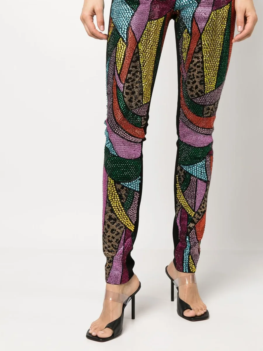 Rainbow patchwork denim jeggings 9