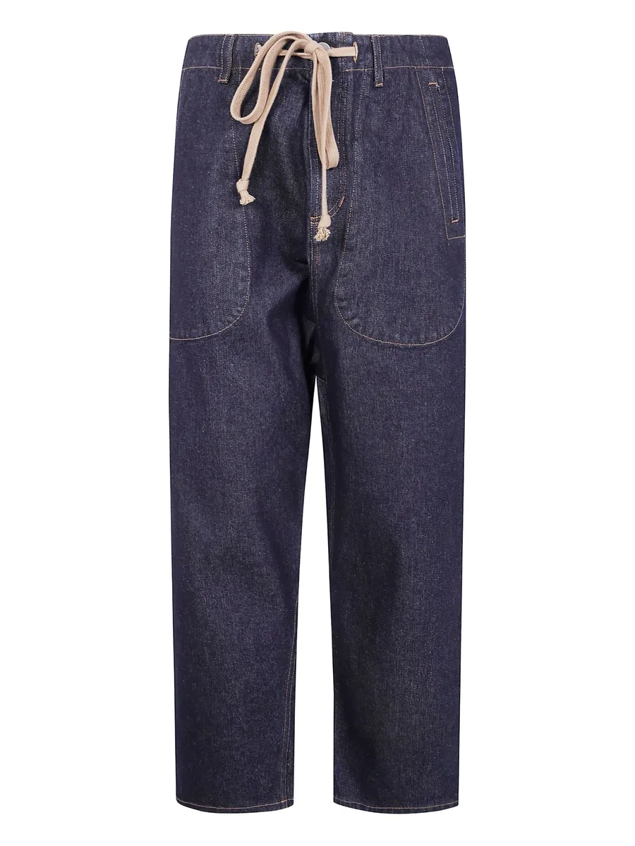 drawstring pocketed straight-leg jeans 2