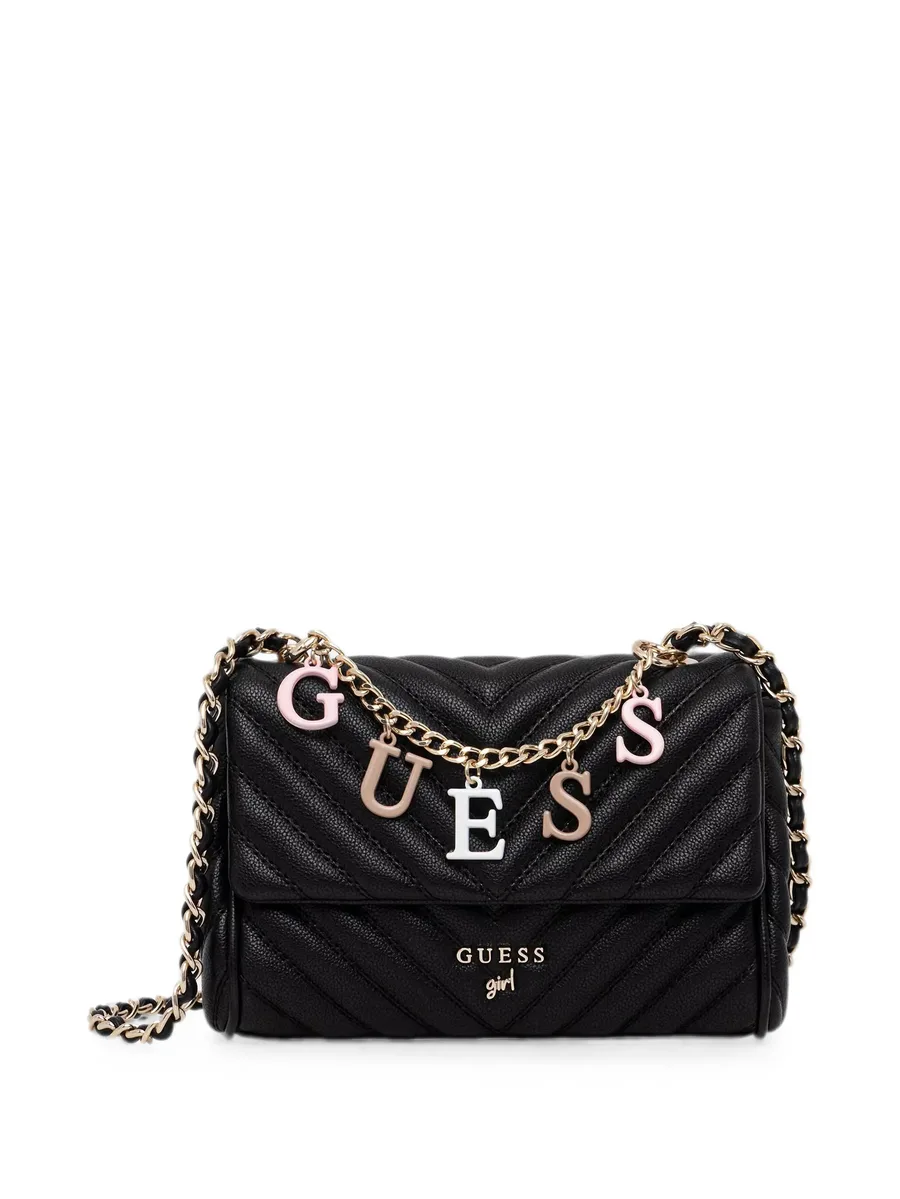 Maddie chevron-quilted letter-charm cross body bag 1