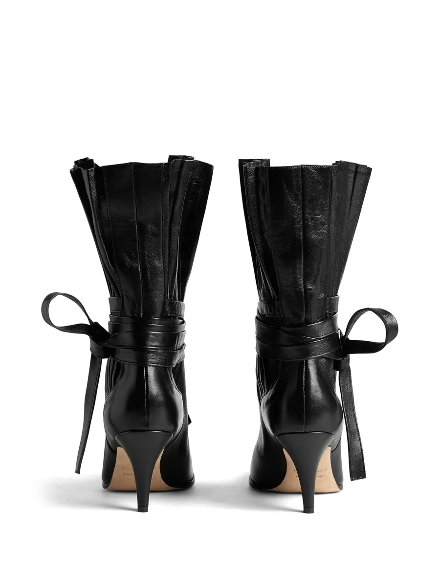 logo-plaque self-tie leather boots 6