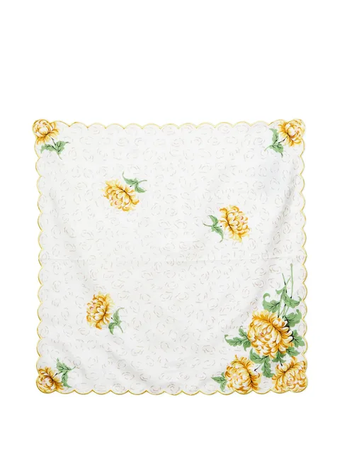 floral-painted silk neckerchief