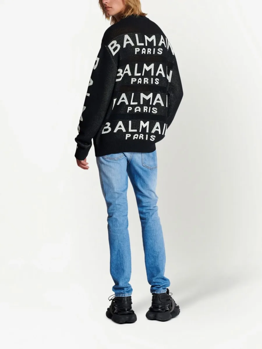 logo-intarsia knitted jumper 7