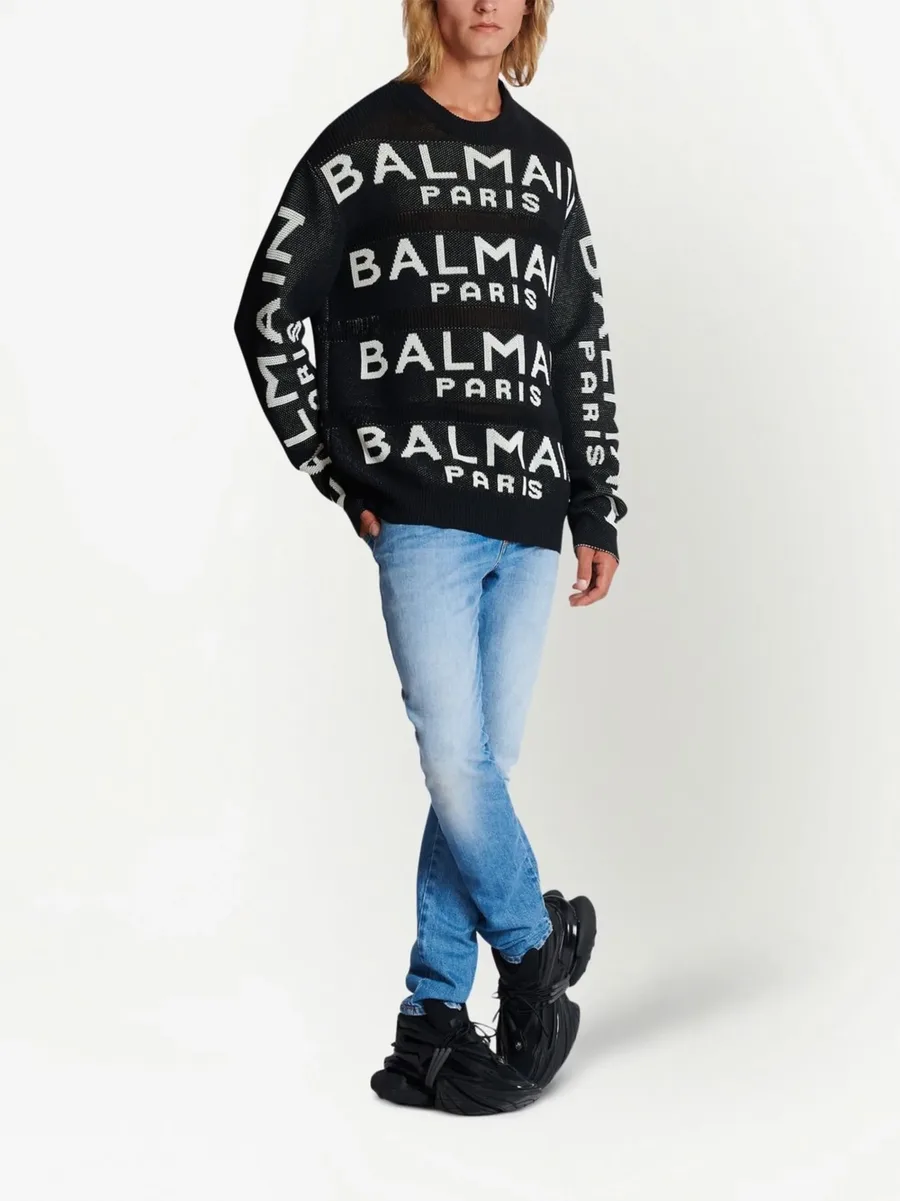 logo-intarsia knitted jumper 3