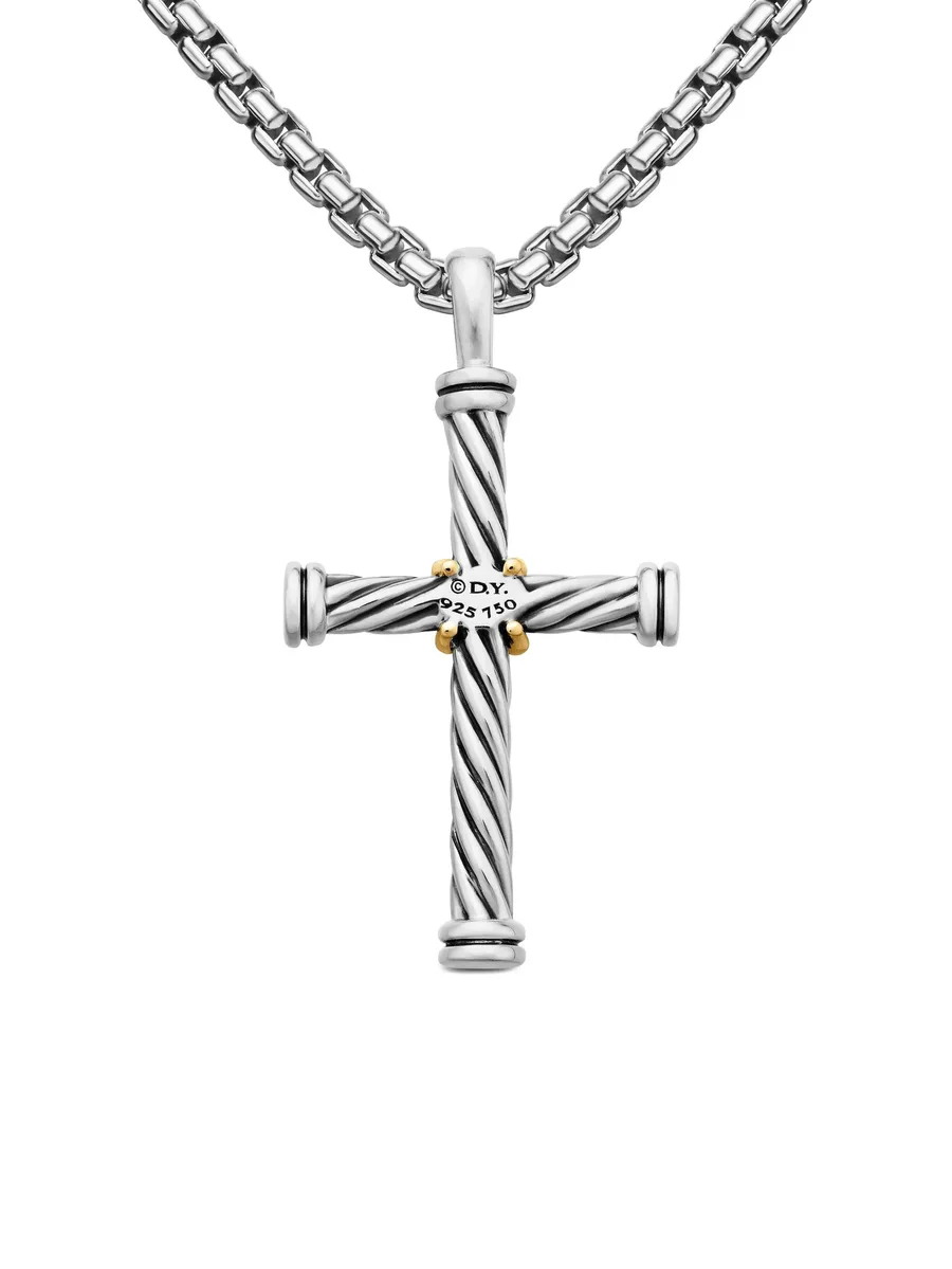 подвеска Cable Cross из желтого золота и серебра 4