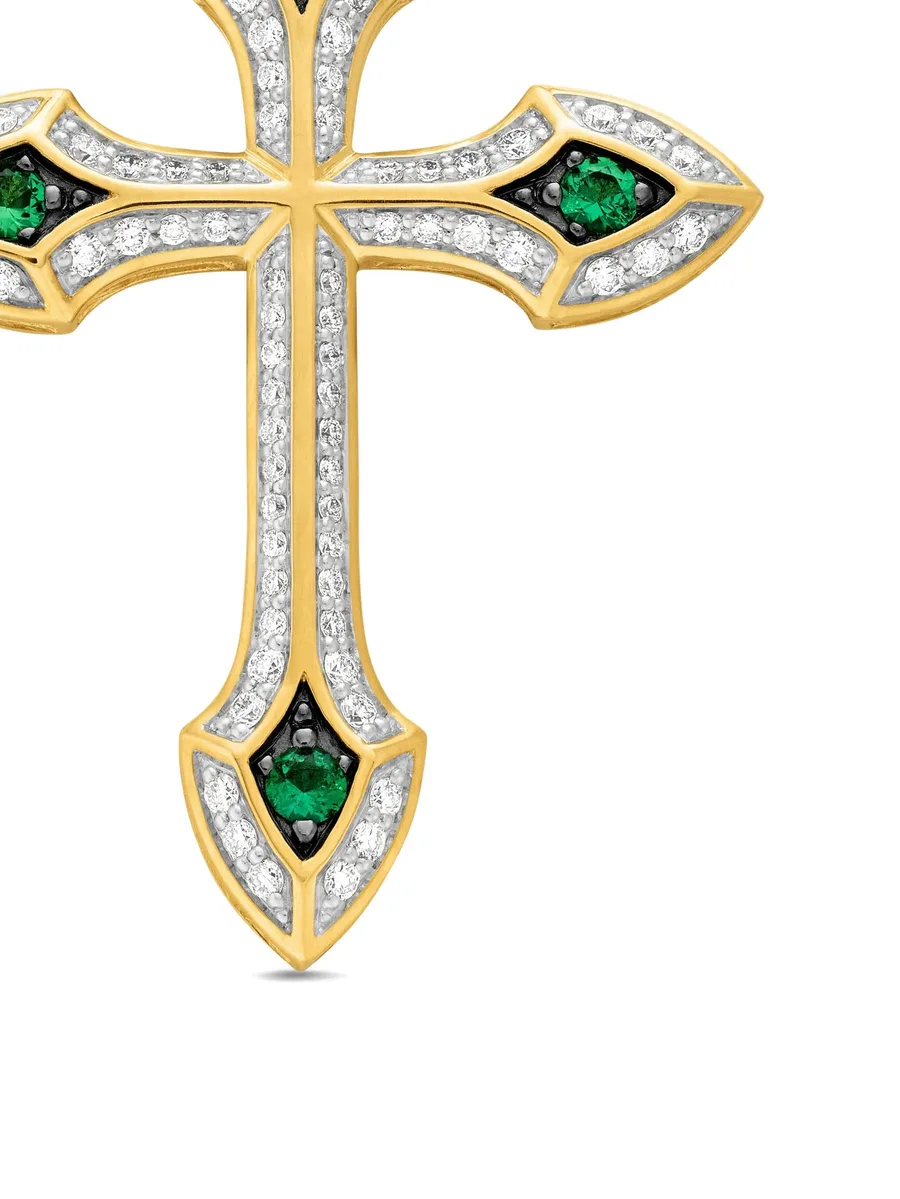 амулет Gothic Cross из желтого золота с бриллиантами 6