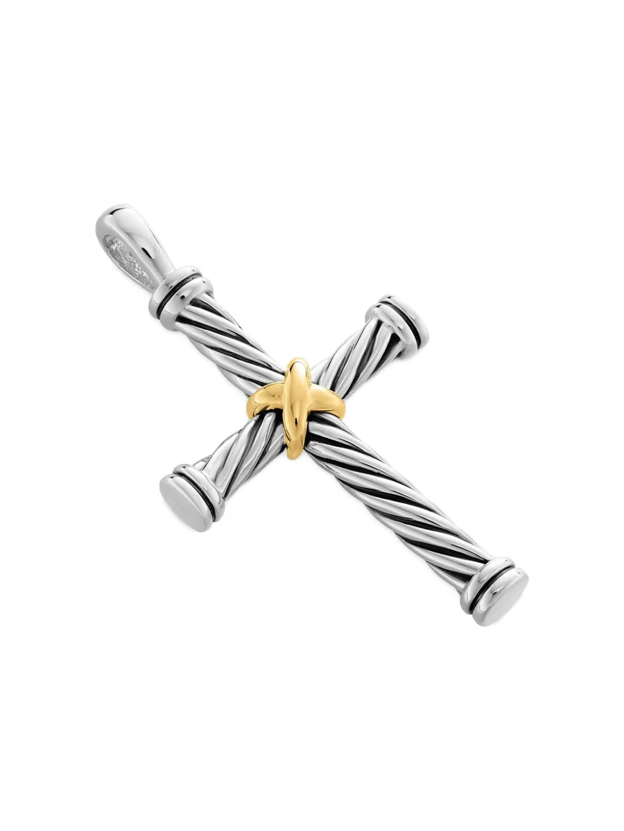 подвеска Cable Cross из желтого золота и серебра 5