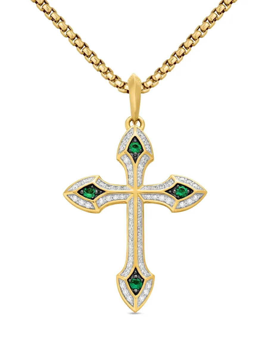 амулет Gothic Cross из желтого золота с бриллиантами 1