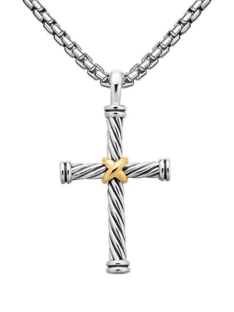 подвеска Cable Cross из желтого золота и серебра