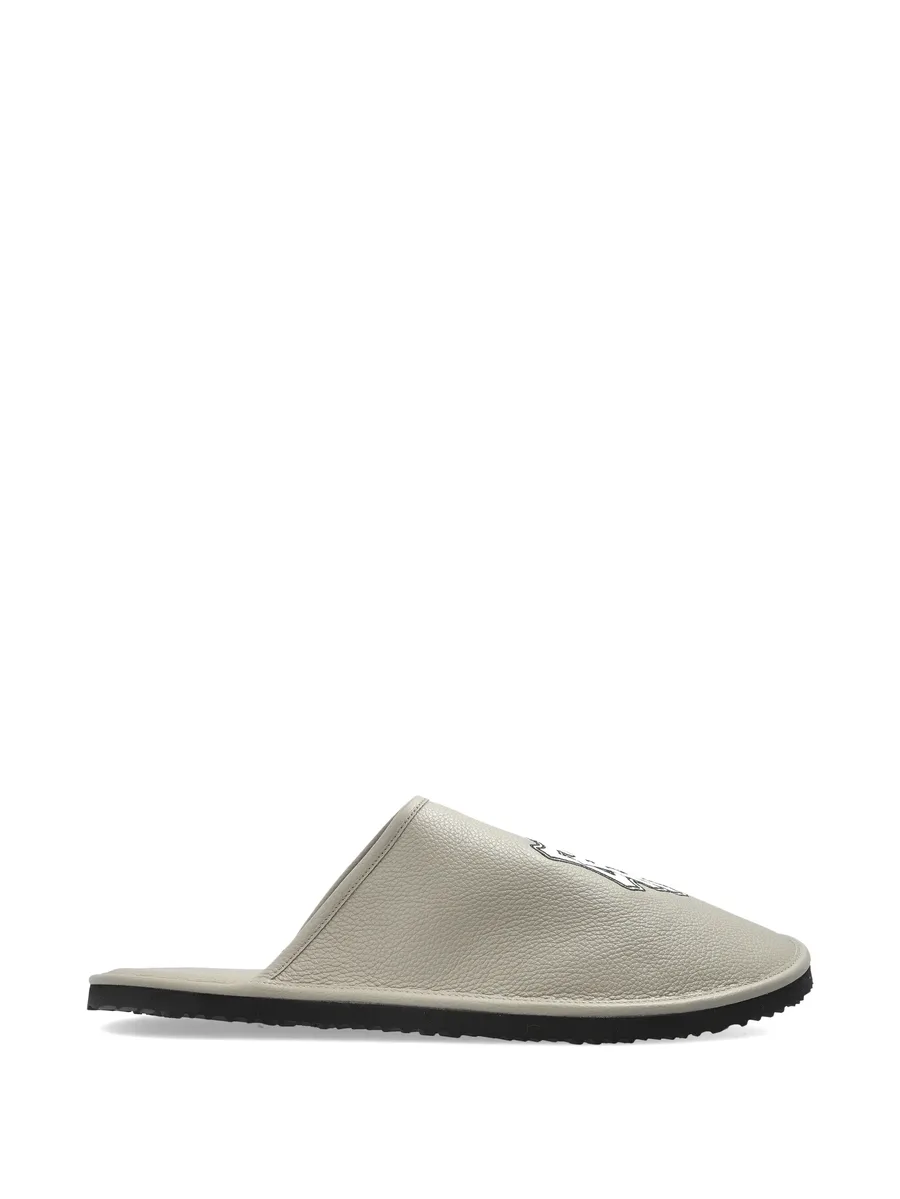 logo print leather slippers 1