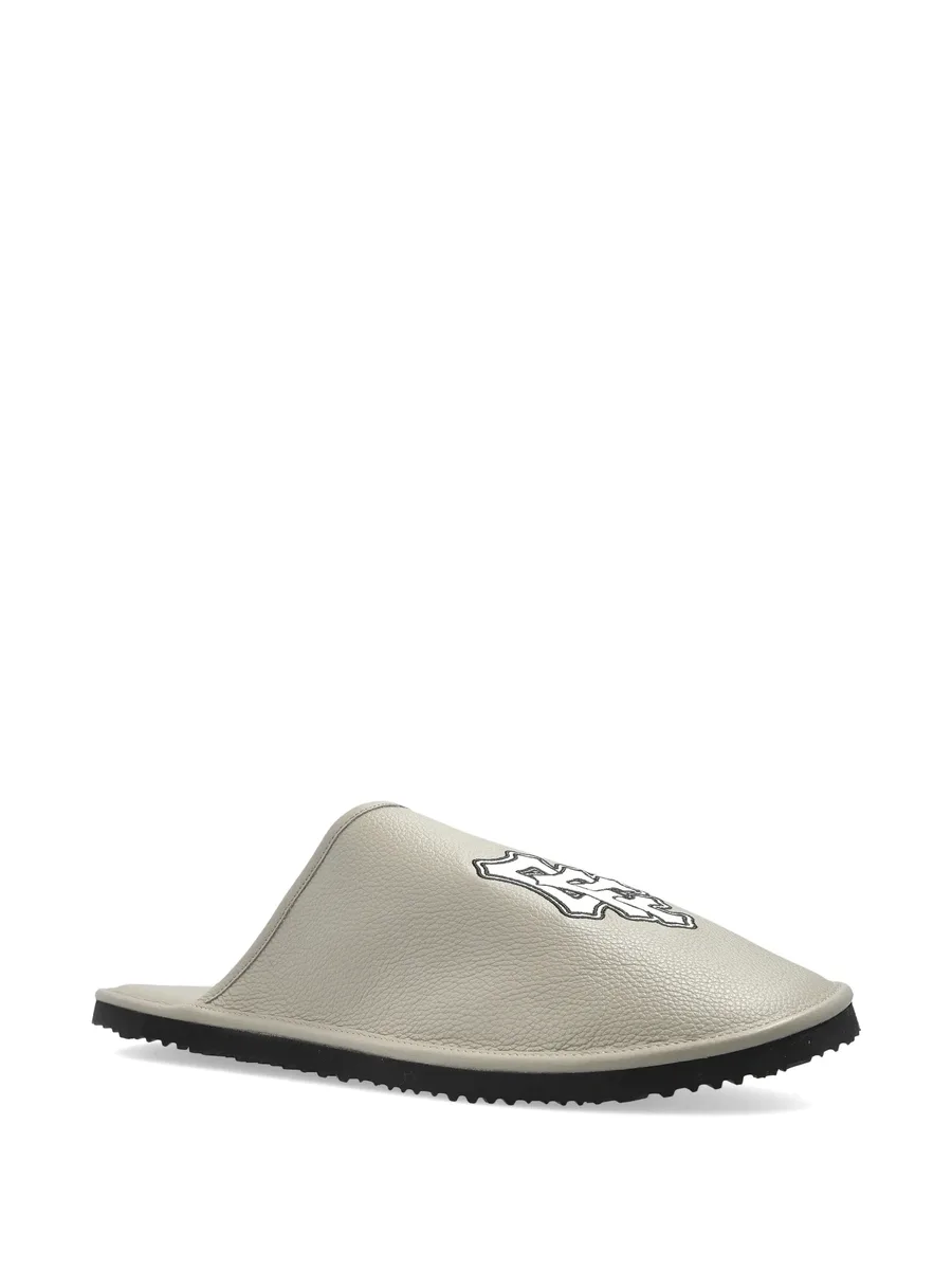 logo print leather slippers 4