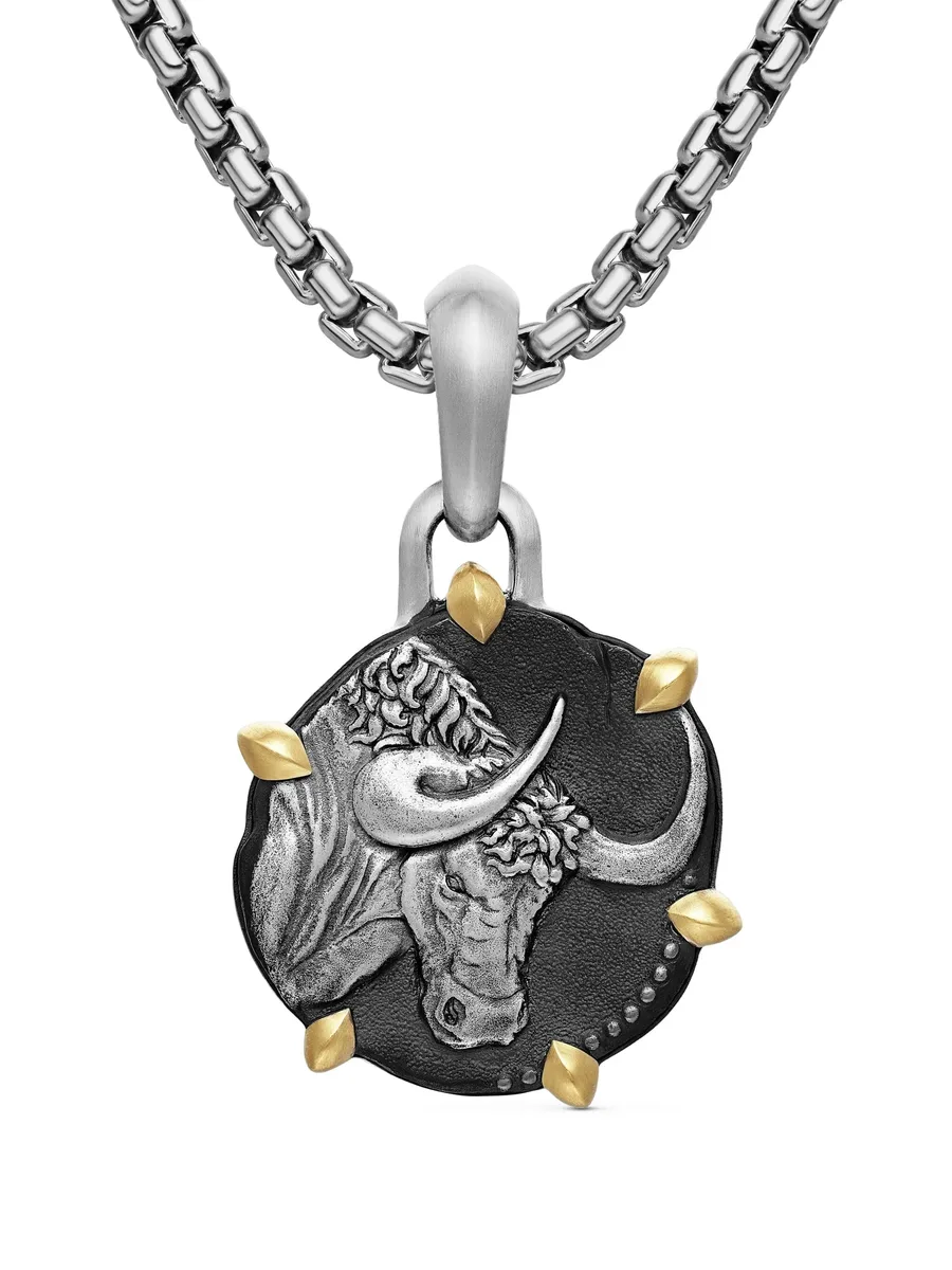 подвеска Taurus из желтого золота и серебра (33 мм) 2