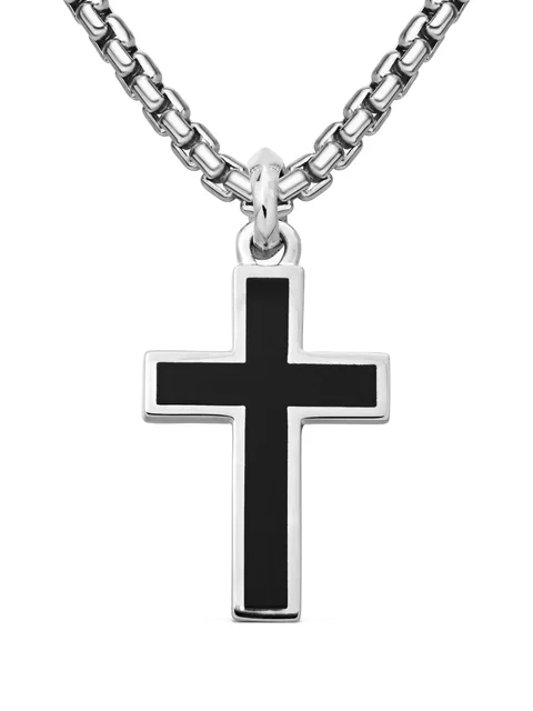 серебряная подвеска Exotic Stone Cross с ониксом (26 мм)