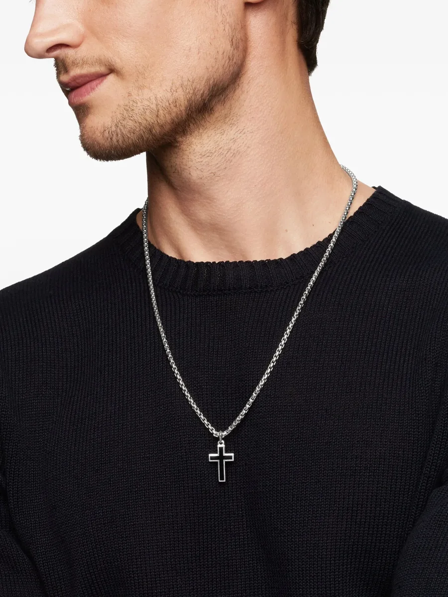 серебряная подвеска Exotic Stone Cross с ониксом (26 мм) 2